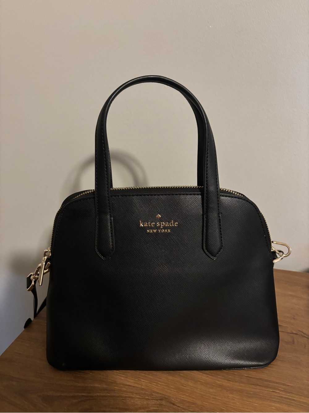 kate spade Black Dome Satchel with Gold Hardware